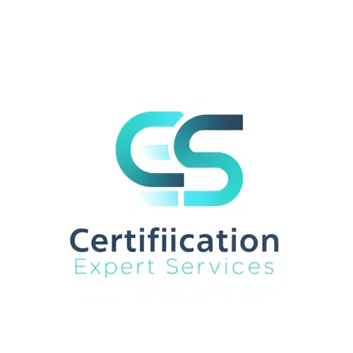 AI Design for Create a creative monogram logo using the letters C, E, and S for "Certification Expert Services". Design the letters to overlap or interlock to form a unique abstract symbol. Use teal and dark grey colors for a modern, tech-inspired look. Place the full company name below the monogram in a clean sans-serif font. Keep the design very minimal and versatile for web, social media, and print.