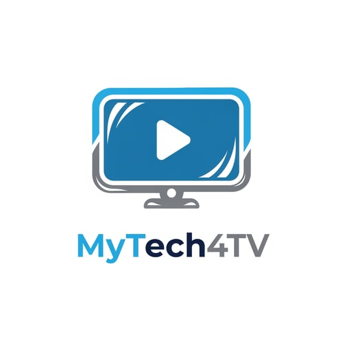 AI Design for Create a modern, professional logo for a web TV and digital streaming platform named "MyTech4TV".
Include a smart TV screen with a play button icon, clean flat design, minimal style, tech-inspired look,
bold typography, vector logo, white background, suitable for website and mobile app branding.