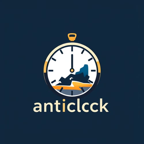 AI Design for create a logo on the name 'anticlock travels' with a clock and something related to travels