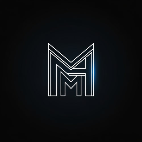 AI Design for “Minimal, architectural monogram logo combining the letters M and H in a single geometric symbol. Created using sharp, clean white line-art on a deep black background. The design should resemble modern building architecture, with vertical pillars forming the H and angled structural beams forming the M. Thin precise strokes, accurate perspective, and perfect symmetry. Add a subtle neon-blue highlight on one corner or intersection for a premium blueprint aesthetic. Ultra minimal, modern, vector-style line-art, centered composition, high resolution.”