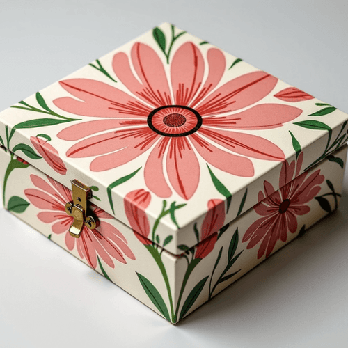 AI Design for handpainted cardboard Daisybox casket