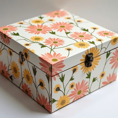 AI Design for handpainted cardboard Daisybox casket
