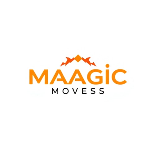 AI Design for CREATE A BRAND NAME MAAGIC MOVESS USING CANAVAR FONT WITH USING ORANGE COLOUR