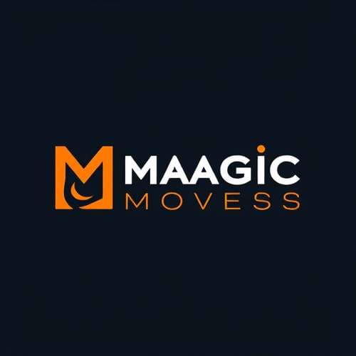 AI Design for CREATE A BRAND NAME MAAGIC MOVESS USING CANAVAR FONT WITH USING ORANGE COLOUR