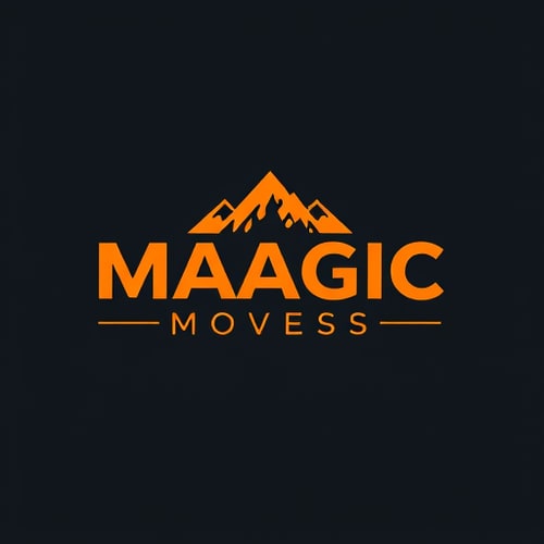 AI Design for CREATE A BRAND NAME MAAGIC MOVESS USING CANAVAR FONT WITH USING ORANGE COLOUR