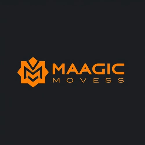 AI Design for CREATE A BRAND NAME MAAGIC MOVESS USING CANAVAR FONT WITH USING ORANGE COLOUR