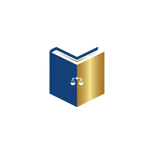 AI Design for A modern law book logo — simple and clean, blue and gold, professional and trustworthy, minimalist, abstract representation of a book, solid white background