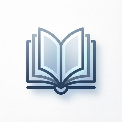 AI Design for Match the style of the reference image and create: A modern and minimal book logo — abstract open book with clean lines and subtle gradients, a monochromatic blue and grey palette, soft, diffused lighting casting a gentle glow, flat design with a touch of geometric abstraction, subtle paper texture, white background.