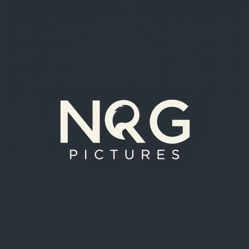 AI Design for Create a typography-based minimal logo for a film production company named "NRG PICTURES". The logo should use clean, modern type, with a subtle and creative integration of an element that symbolizes motherhood directly into the letterforms. This could be represented through gentle curves, a hidden shape (like a womb, cradle, or embrace), or a symbolic tweak to one of the letters (e.g., the "R" or "G") to convey nurturing, protection, or creation subtly. Keep the design elegant, simple, and professional, with a monochrome or limited color palette, suitable for film branding.