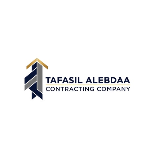 AI Design for Design a modern, professional, and innovative corporate logo for a general contracting company named “Tafasil Alebdaa Contracting Company”.

The design should reflect precision, creativity, reliability, and engineering excellence.

Use a clean white background with a minimal yet premium aesthetic.

Choose a sophisticated color palette that conveys trust and professionalism, such as deep navy blue, charcoal gray, elegant gold accents, or muted industrial tones, while keeping the design balanced and timeless.

The logo style should be modern, geometric, and well-structured, inspired by construction, architecture, and technical detail — subtle references to building lines, grids, or structural elements are welcome, without being literal or crowded.

Typography should be bold, clear, and corporate, with excellent readability and a strong brand presence.

The overall result must feel high-end, confident, and suitable for a leading contracting company, usable across company profiles, uniforms, signage, official documents, and digital platforms.