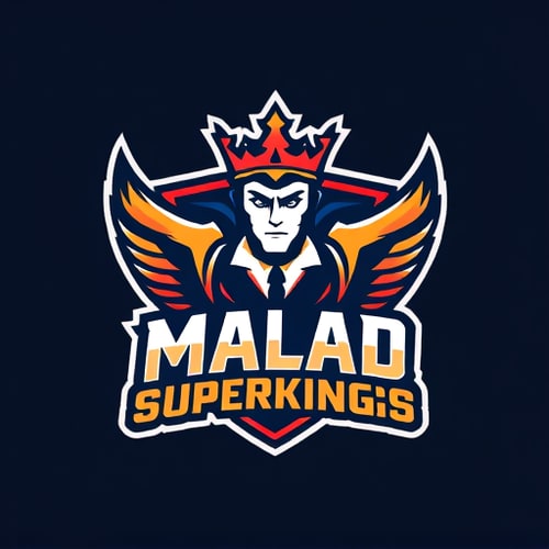 AI Design for generate a cricket logo for team MALAD SUPERKINGS