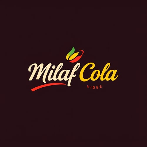 AI Design for Milaf Cola logo modern design with curve stylish "Great Vibes" font