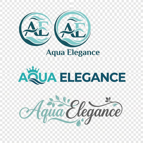 AI Design for generate aqua elegance png 2 color logo 3 options like a pro designer
