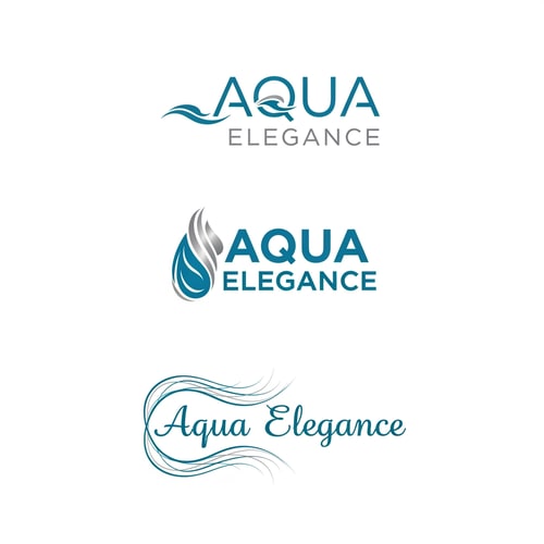 AI Design for generate aqua elegance png 2 color logo 3 options like a pro designer