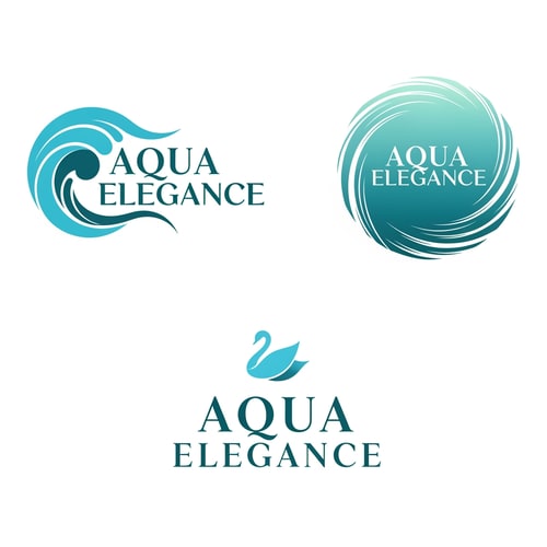 AI Design for generate aqua elegance png 2 color logo 3 options like a pro designer