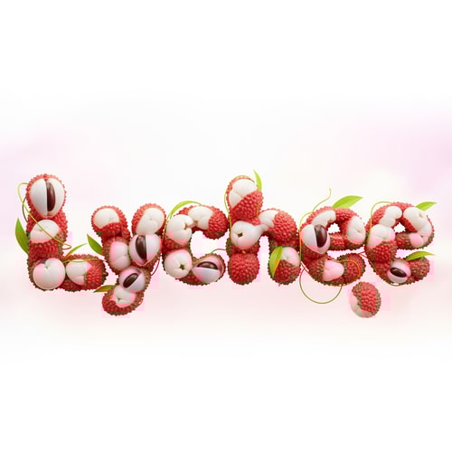 AI Design for Lychee Flavored text style 3d