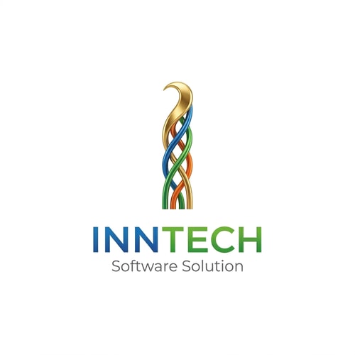 AI Design for INNTECH This is a software-selling company. I want a logo for this company 

I want a concept & Minimal logo

Name: INNTECH Software Solution
Color code: Orange. Blue, Green, and Gold colours.