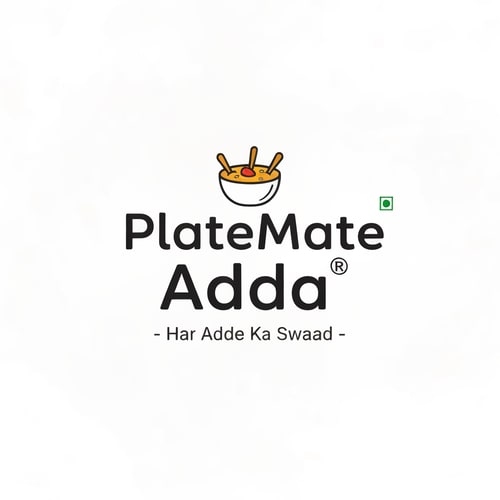 AI Design for I want to make a Food & logo (Minimal & Simple)
"PlateMate Adda"
Tagline:- Har Adde Ka Swaad

Concept:- 2 Dost beth ke khana kha street par beth ke khana kha rahe hain aur table alg alg tarhe ki dish hain jaise burgur, pizza, noodles.
Cartoon character
