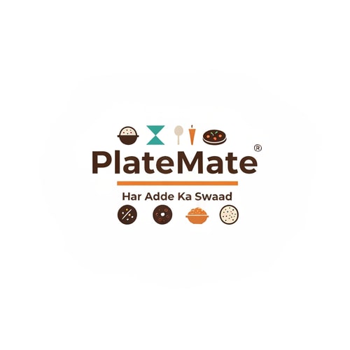 AI Design for I want to make a Food & logo (Minimal & Simple)
"PlateMate Adda"
Tagline:- Har Adde Ka Swaad

Concept:- 2 Dost beth ke khana kha street par beth ke khana kha rahe hain aur table alg alg tarhe ki dish hain jaise burgur, pizza, noodles.
Cartoon character