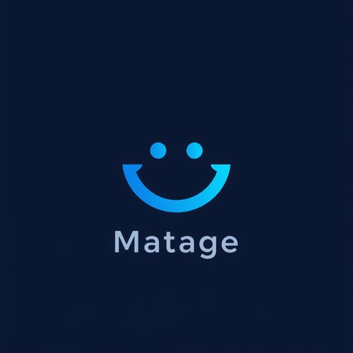 AI Design for make a logo with dark blue and light blue smily face on it 