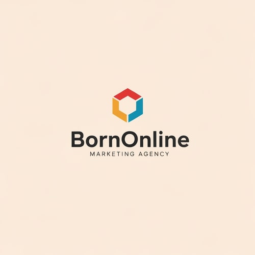AI Design for Marketing Agency website , Name is " BornOnline". Design a good logo ,