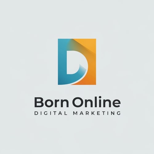 AI Design for Digital Marketing website , Name is " BornOnline". Design a good logo