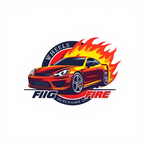 AI Design for design a logo we sell cars and our brand name is wheels on fire
