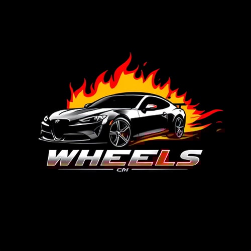 AI Design for design a logo we sell cars and our brand name is wheels on fire