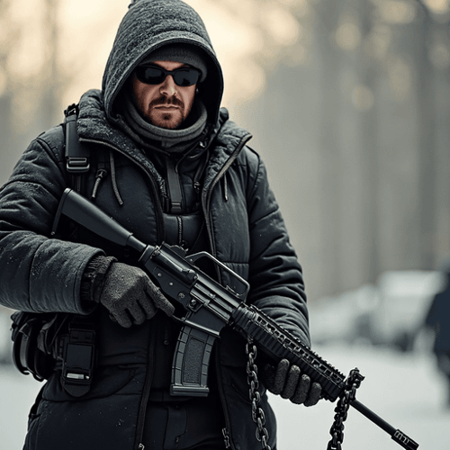 AI Design for i need a wizard with an ak47 and a gangster chain where schickert is written