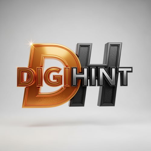 AI Design for Realistic 3D logo for DIGIHINT, alphabet logo using letters D and H, metallic orange and matte black, glossy reflections, soft studio lighting, subtle shadows, tech + digital marketing feel, premium brand, embossed texture, realistic depth, high resolution, ultra detailed, centered, transparent background, cinematic lighting, no mockup text