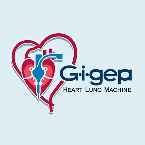 AI Design for Logo for a heart lung machine with an operator. Add text "perfusionist"