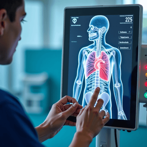 AI Design for  a heart lung machine with a person operating the machine 