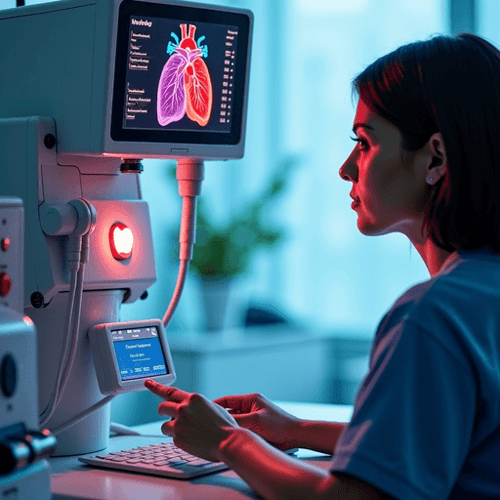 AI Design for  a heart lung machine with a person operating the machine 