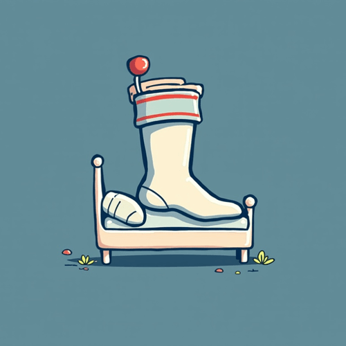 AI Design for Logo for a brand that is called feet sheets for a sock company, have the socks illustrated on shoes that resemble a miniture bed