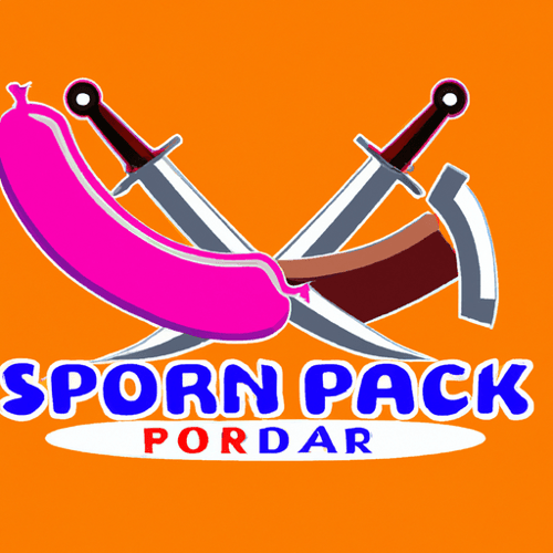 AI Design for Create a logo for a brand called pork sword and it should have a sausage sword in the logo text