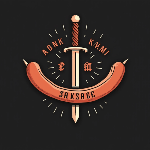 AI Design for Create a logo for a brand called pork sword and it should have a sausage sword in the logo text