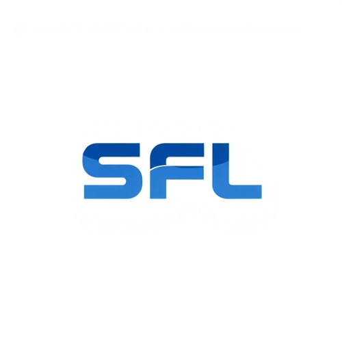 AI Design for logo where it says only SFL all capital letters. Want a thick font, italic. Want S in SFL to have shake effects, kind of blurred. Want it all simple, and want to have blue gradient on letters. darker left