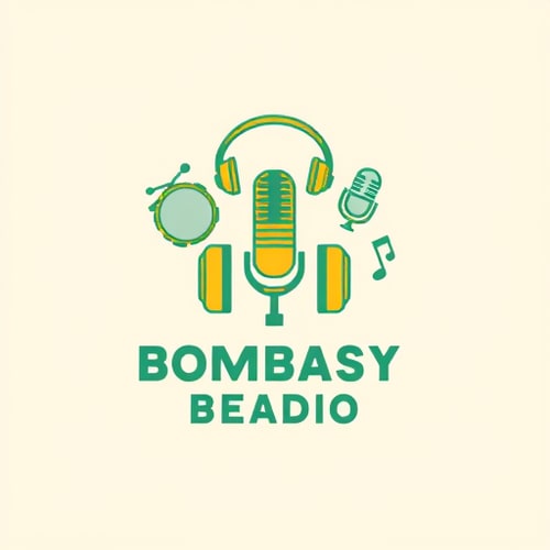 AI Design for Create a professional logo for “Bombay Beats Studio”, a modern podcast and music production studio. The logo should include minimal, outlined icons representing a drum and guitar (for jam & rehearsal rooms), headphones (for podcast production), a video camera (for content creation hub), and a microphone (for professional recording). Arrange the icons creatively around or above the text “Bombay Beats Studio”.
Use a green, blue, and yellow color scheme with clean lines and balanced composition. The style should be modern, premium, and visually striking, with bold typography for the name and a sleek, professional finish suitable for branding. Background should be off-white or light beige.