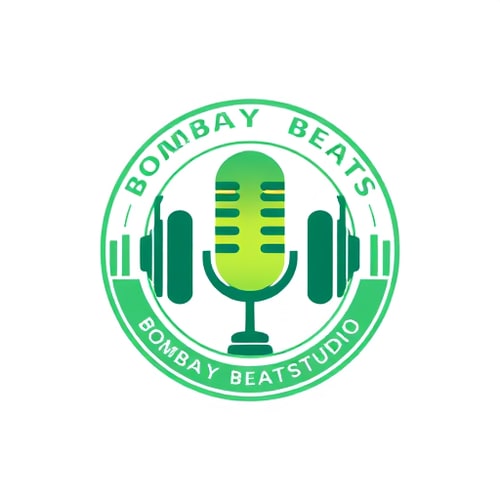 AI Design for i want to create a logo for Podcast studio the logo should be professional and the name is Bombay Beats Studio the logo should include these elements which i showed in image and the color scheme is green blue green or yellow