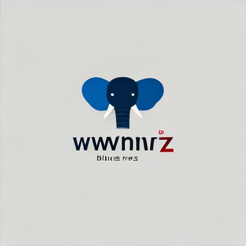 AI Design for Minimalist modern logo design for "wwnewz", a blog and news website. Incorporate a hidden elephant shape within the text or icon, using negative space or abstract geometry. Clean, bold sans-serif typography, professional but creative. Color scheme: blue and black (or red and black). Flat, simple, scalable vector style, suitable for website and mobile app logo.