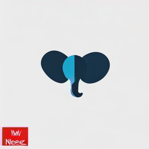 AI Design for Minimalist modern logo design for "wwnewz", a blog and news website. Incorporate a hidden elephant shape within the text or icon, using negative space or abstract geometry. Clean, bold sans-serif typography, professional but creative. Color scheme: blue and black (or red and black). Flat, simple, scalable vector style, suitable for website and mobile app logo.