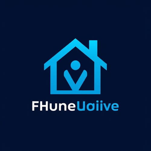 AI Design for A blue house, a human form middle of it