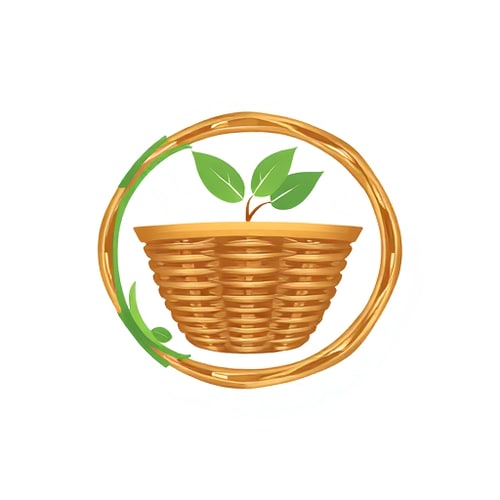 AI Design for An oval-shaped basket weave with a plant stem running around it