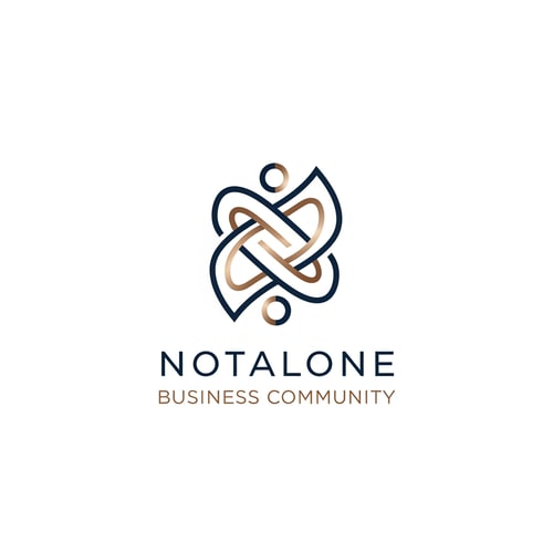 AI Design for The NotAlone Business Community requires a clean, timeless, and elegant logo that evokes deep trust and professional credibility through a minimalist visual identity. This brand mark should represent a supportive and authentic human space where professional knowledge, shared experience, and empathy converge to provide the hope of a fresh start. We are seeking a sophisticated solution, preferably using a refined line-art, which functions perfectly as a standalone symbol on both digital and print platforms. The aesthetic must remain grounded and mature, utilizing a color palette of deep navy blue, bronze, and subtle metallic tones to reinforce its serious and high-end character. It is essential to avoid all common clichés such as handshakes, hearts, puzzle pieces, or literal human silhouettes, as well as typical corporate tropes like briefcases, ladders, or office equipment. The final design should steer clear of the generic look of startups or coaching services, ensuring it does not appear overly playful, medical, or religious, but instead reflects a truly authentic and professional unity.