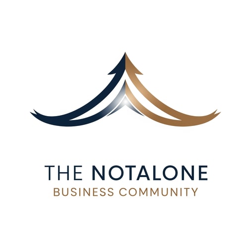 AI Design for The NotAlone Business Community requires a clean, timeless, and elegant logo that evokes deep trust and professional credibility through a minimalist visual identity. This brand mark should represent a supportive and authentic human space where professional knowledge, shared experience, and empathy converge to provide the hope of a fresh start. We are seeking a sophisticated solution, preferably using a refined line-art, which functions perfectly as a standalone symbol on both digital and print platforms. The aesthetic must remain grounded and mature, utilizing a color palette of deep navy blue, bronze, and subtle metallic tones to reinforce its serious and high-end character. It is essential to avoid all common clichés such as handshakes, hearts, puzzle pieces, or literal human silhouettes, as well as typical corporate tropes like briefcases, ladders, or office equipment. The final design should steer clear of the generic look of startups or coaching services, ensuring it does not appear overly playful, medical, or religious, but instead reflects a truly authentic and professional unity.