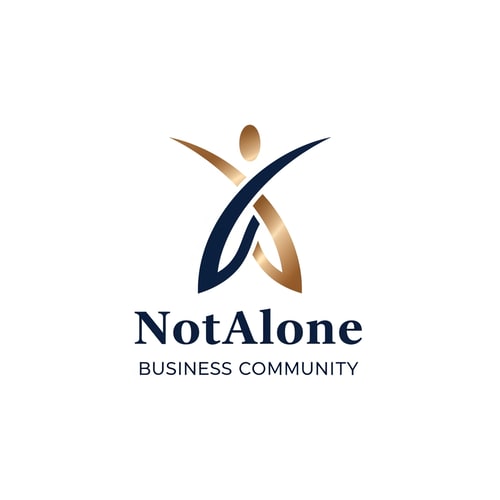 AI Design for The NotAlone Business Community requires a clean, timeless, and elegant logo that evokes deep trust and professional credibility through a minimalist visual identity. This brand mark should represent a supportive and authentic human space where professional knowledge, shared experience, and empathy converge to provide the hope of a fresh start. We are seeking a sophisticated solution, preferably using a refined line-art approach similar to the branding of the Maternity private clinic, which functions perfectly as a standalone symbol on both digital and print platforms. The aesthetic must remain grounded and mature, utilizing a color palette of deep navy blue, bronze, and subtle metallic tones to reinforce its serious and high-end character. It is essential to avoid all common clichés such as handshakes, hearts, puzzle pieces, or literal human silhouettes, as well as typical corporate tropes like briefcases, ladders, or office equipment. The final design should steer clear of the generic look of startups or coaching services, ensuring it does not appear overly playful, medical, or religious, but instead reflects a truly authentic and professional unity.