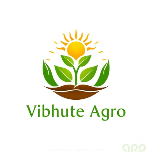AI Design for An emblem for "Vibhutes Agro" — a stylized, interlocking arrangement of a growing seedling and a sun, forming a circular crest, vibrant greens and earthy browns, natural, organic sans-serif font, inspired by traditional agricultural symbols and modern eco-friendly aesthetics, with intricate linework and subtle textures, on a transparent background.