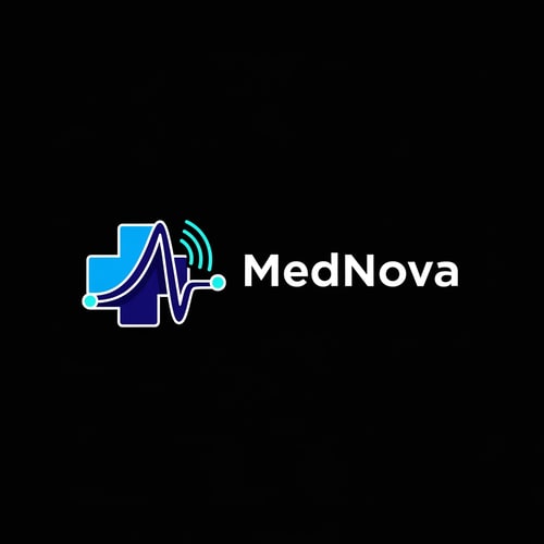 AI Design for Design a modern, professional healthcare logo for a brand named “MedNova”, optimized for use on a black or very dark background.
The logo should feel clean, futuristic, and trustworthy, suitable for a medical hospital, healthcare platform, or health-tech company.
Incorporate a medical symbol such as a cross, heartbeat line, stethoscope, or abstract human-care icon, subtly blended with a modern tech-inspired element to represent innovation and progress.
Color palette: medical blue, deep navy blue, white, with optional soft cyan accents for highlights.
The logo must have strong contrast against a black background, with white or light-colored elements clearly visible.
Style: minimal, flat, premium, clean vector design — no gradients, no shadows.
Typography: modern sans-serif, bold but friendly, high readability, professional healthcare branding.
Background: solid black or transparent.
No mockups, no 3D effects, no textures — pure vector-style logo, suitable for website header, mobile app icon, and branding.