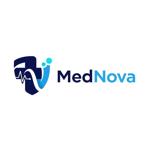 AI Design for Design a modern, professional healthcare logo for a brand named “MedNova”.
The logo should feel clean, futuristic, and trustworthy, suitable for a medical hospital or healthcare platform.
Use a medical symbol such as a cross, heartbeat line, stethoscope, or abstract human care icon, combined subtly with a modern tech-inspired element to represent innovation.
Color palette: deep navy blue, medical blue, white, with optional soft cyan accents.
Style: minimal, flat, premium, scalable for website header, mobile app, and branding.
Typography: modern sans-serif, bold but friendly, high readability.
Background: transparent or white.
No mockups, no 3D — clean vector-style logo.