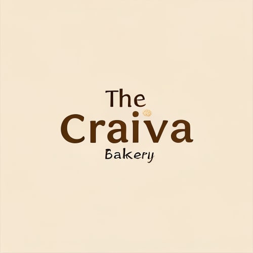 AI Design for A sleek and minimal logo for "The Cravia Bakery". Use soft pastel colors (cream, light beige, soft brown). Modern sans-serif font with a subtle bread or cupcake outline integrated into the text. Flat vector design, very clean and web-friendly.